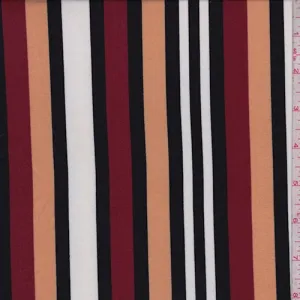 Beige/Wine/Black Stripe Double Brushed Jersey Knit Fabric