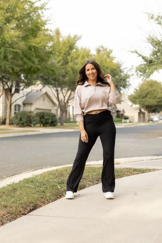 Black - Crossover Bootcut Leggings with Pockets