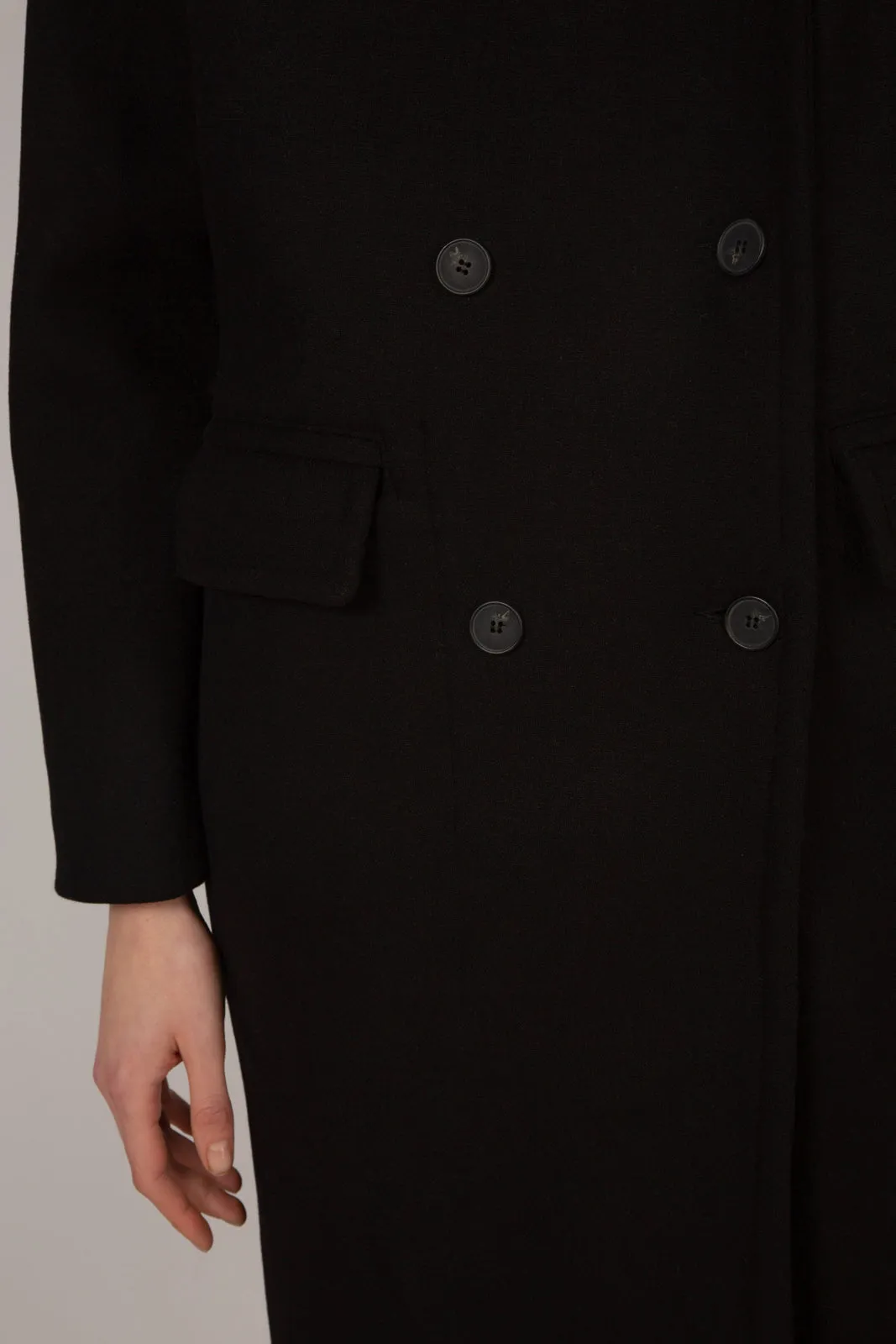 Black wool blend cocoon tailored coat