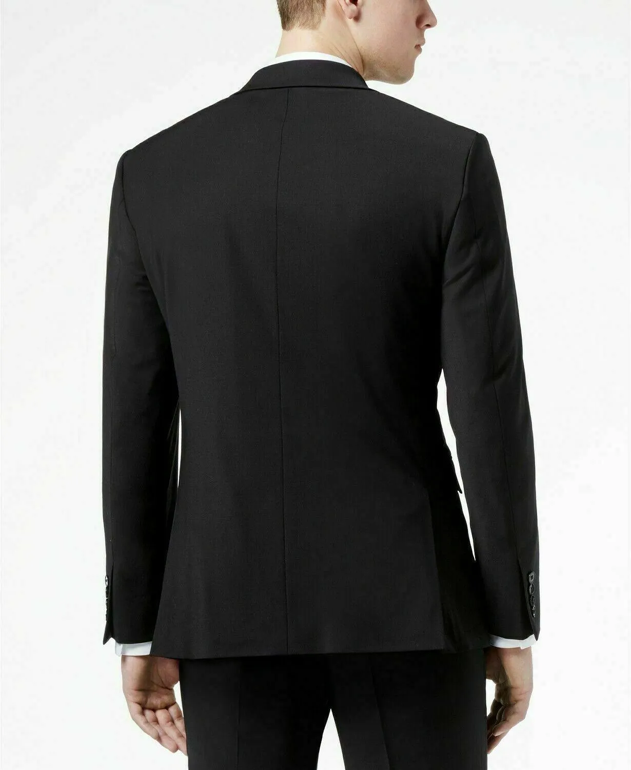 Calvin Klein Mens Skinny fit Suit Jacket Blazer 36 S Black Solid Stretch