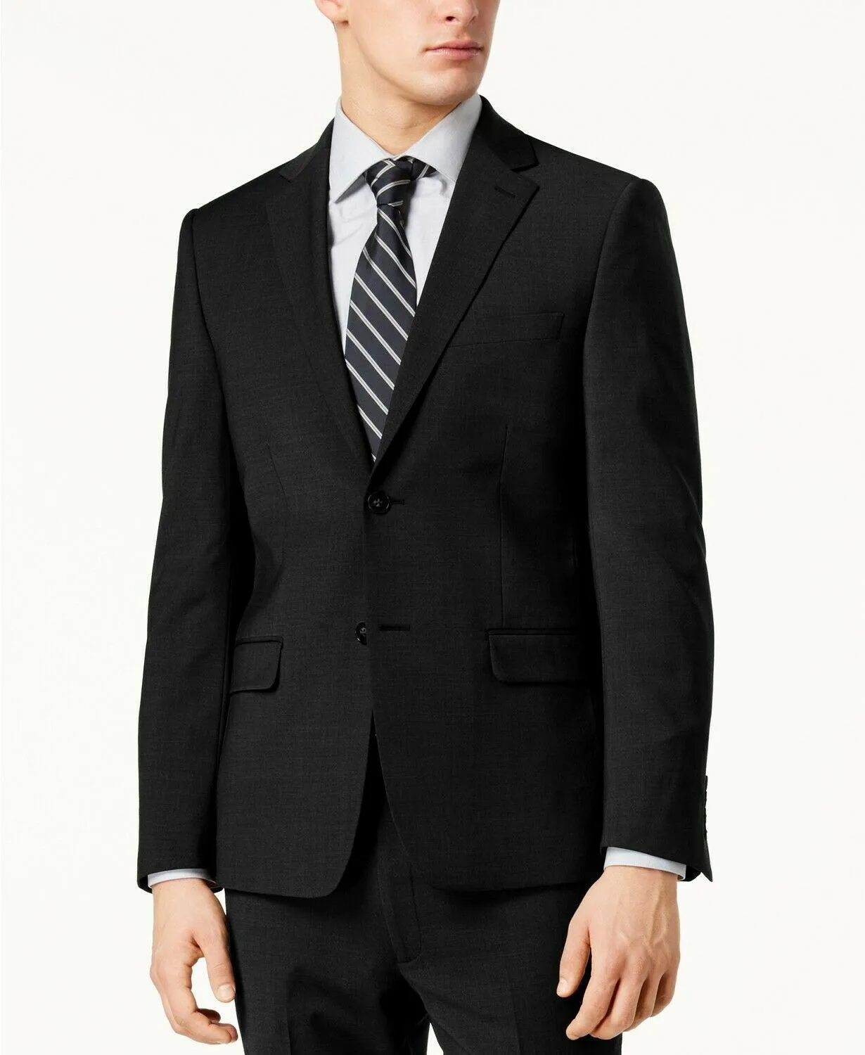 Calvin Klein Mens Skinny fit Suit Jacket Blazer 36 S Black Solid Stretch