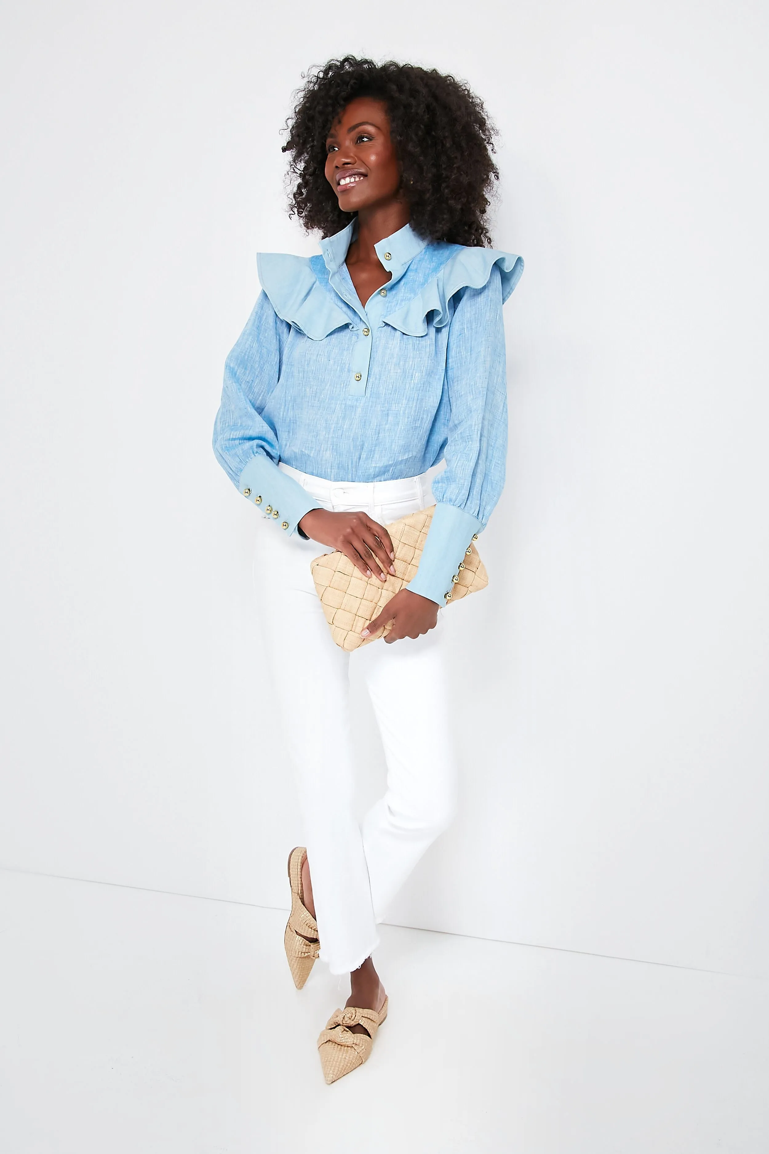 Chambray Linen Mirabella Blouse