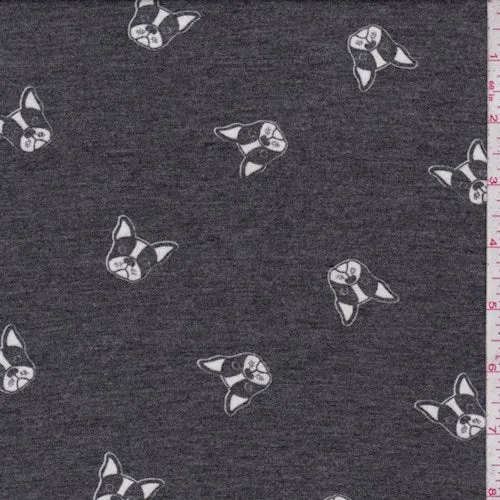 Charcoal Boxer Brushed French Terry Knit Fabric