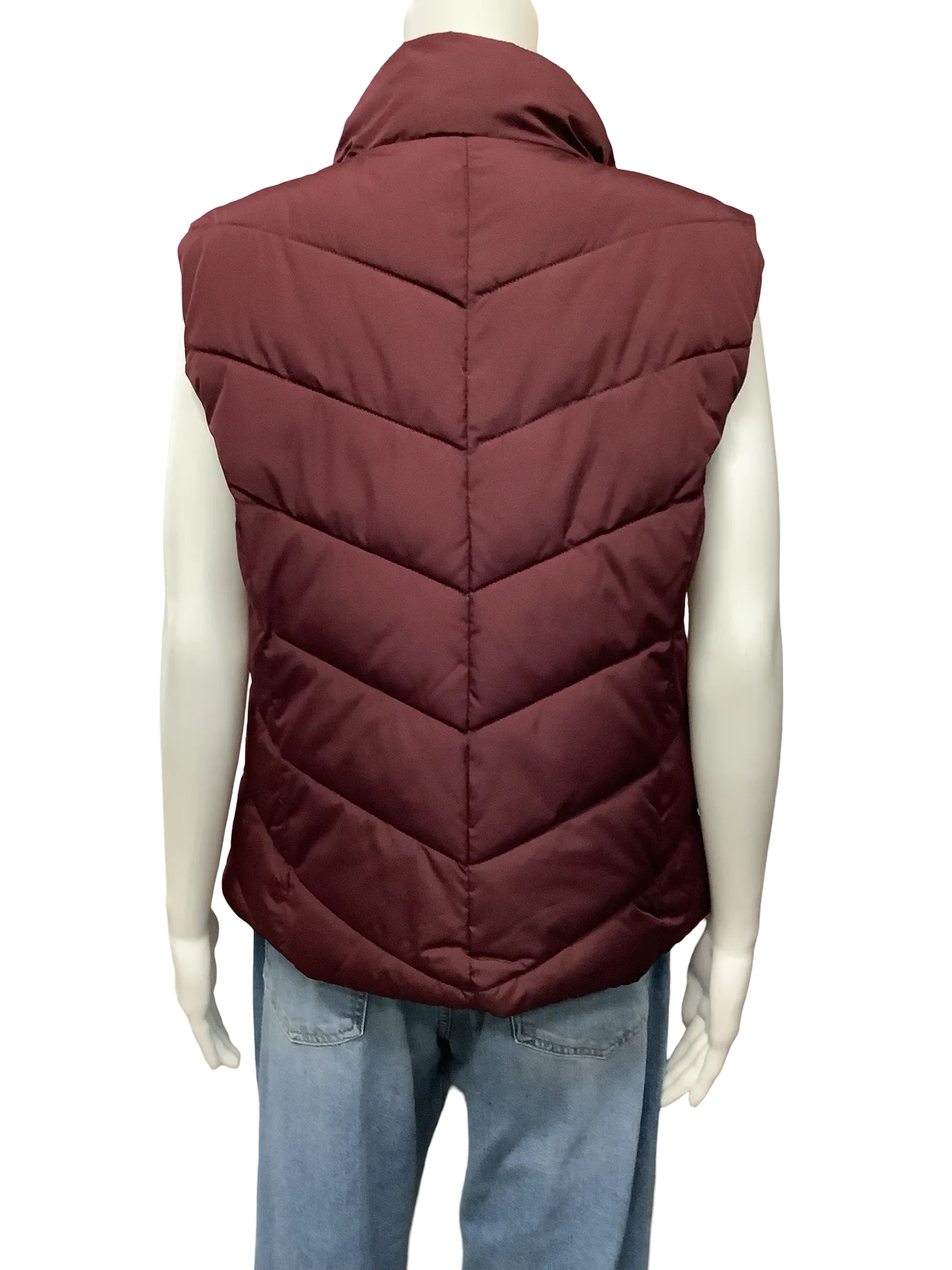 Cole Haan Vest Quilted Sleeveless Maroon Size: M