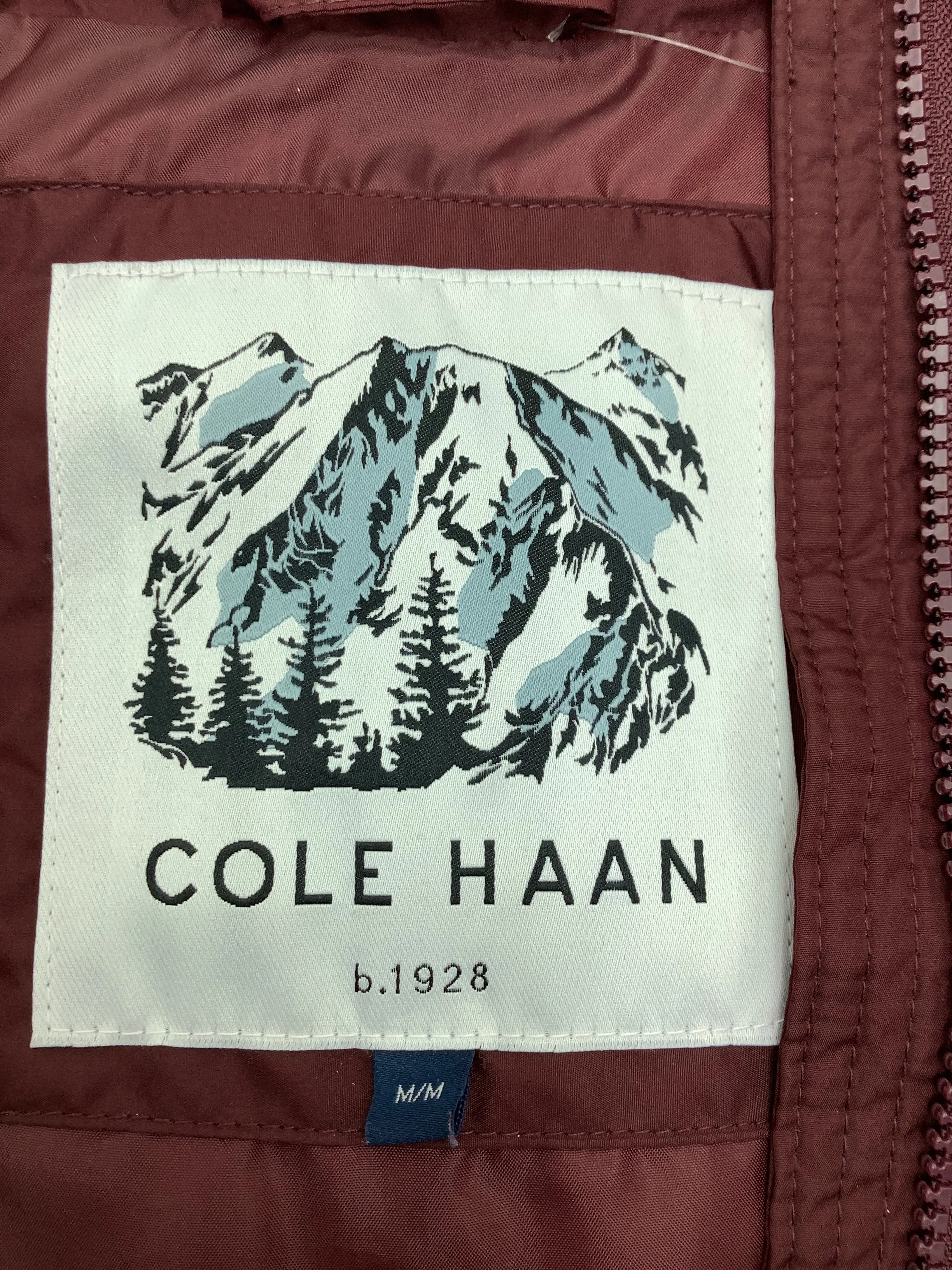 Cole Haan Vest Quilted Sleeveless Maroon Size: M