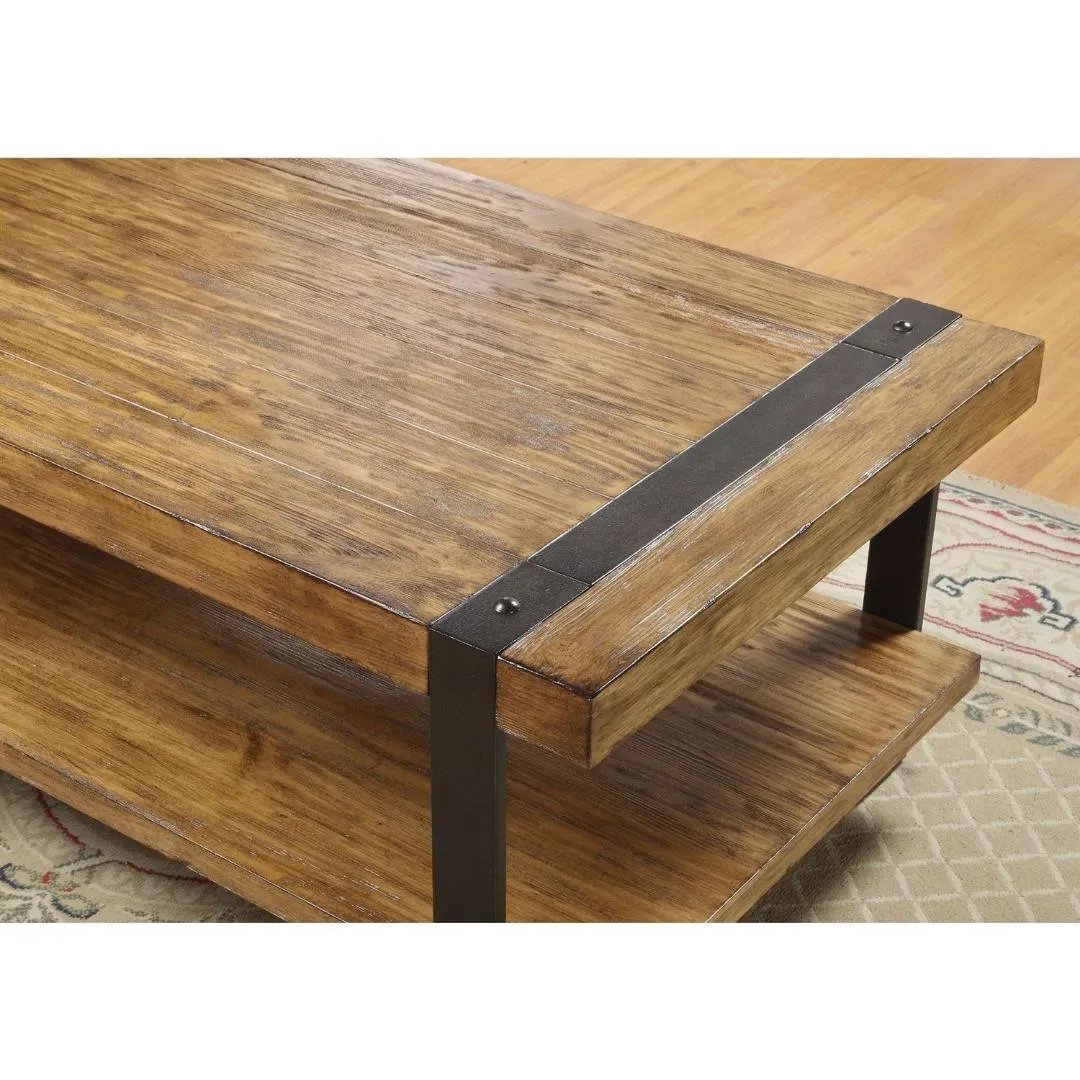 Contemporary Modern Classic Coffee Table in Worn Oak Finish