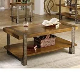 Contemporary Modern Classic Coffee Table in Worn Oak Finish