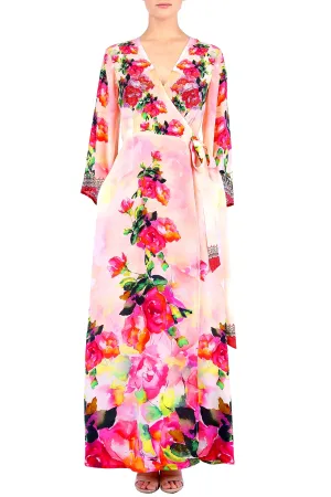 Floral Print V Neck Wrap Dress