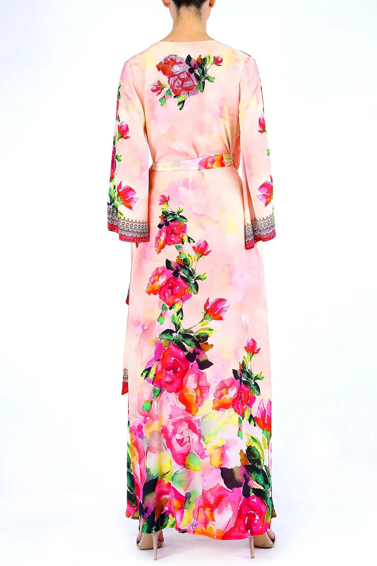 Floral Print V Neck Wrap Dress