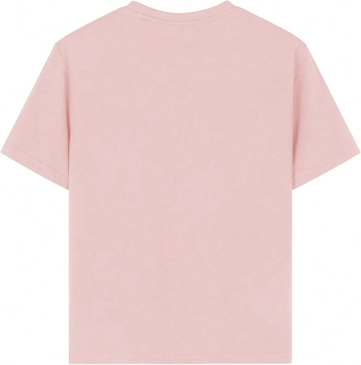 Girl's Drop Shoulder Letter Star Print Tee Tops Loose Short Sleeve Crew Neck T Shirts