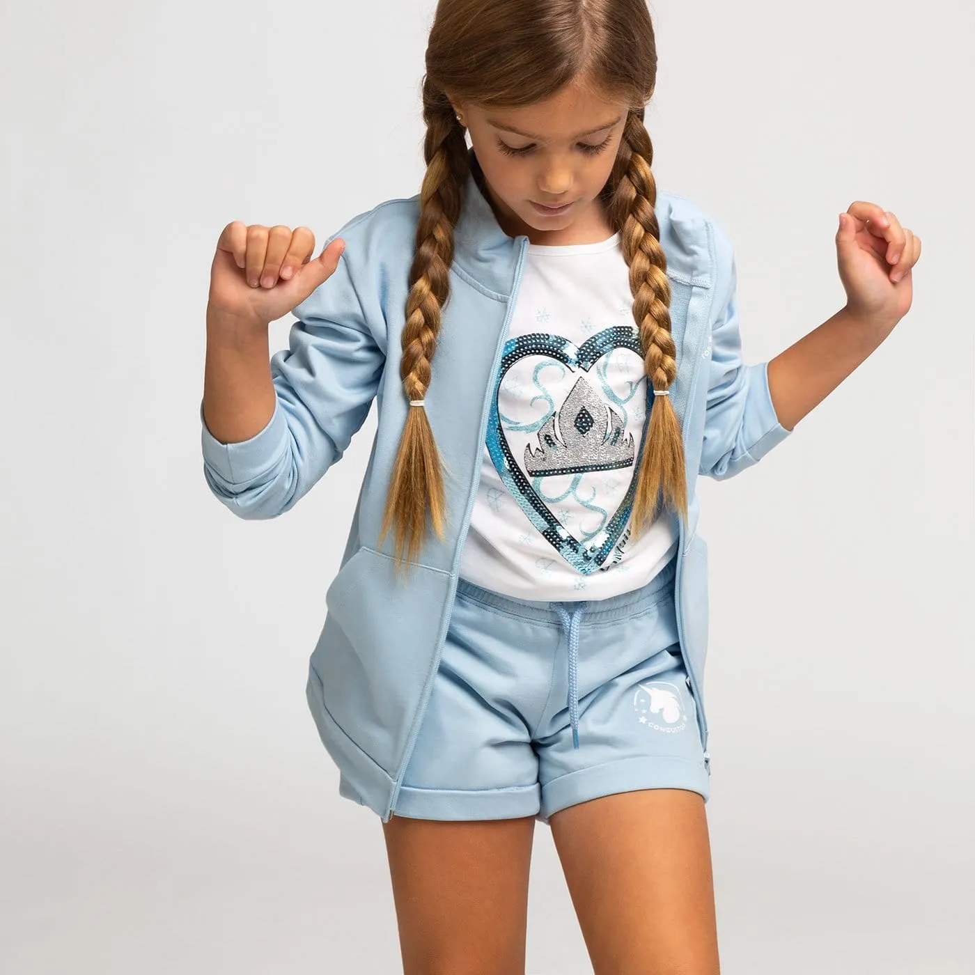 Girl's Light Blue Running Shorts