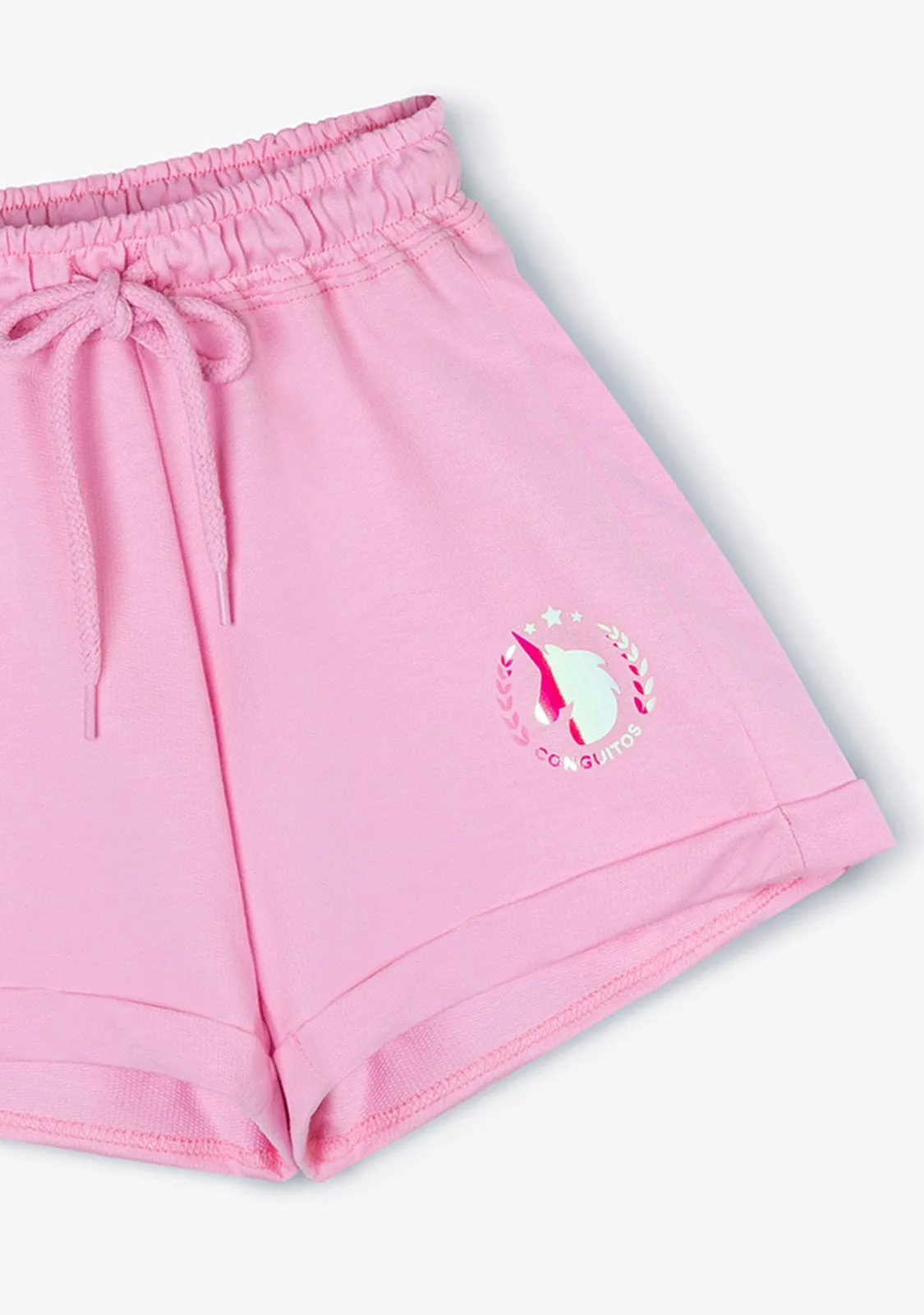 Girl's Pink Unicorn Plush Plain Running Shorts