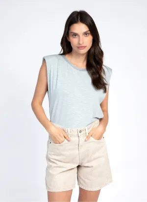 GREY LUREX NECK MINIMAL TOP