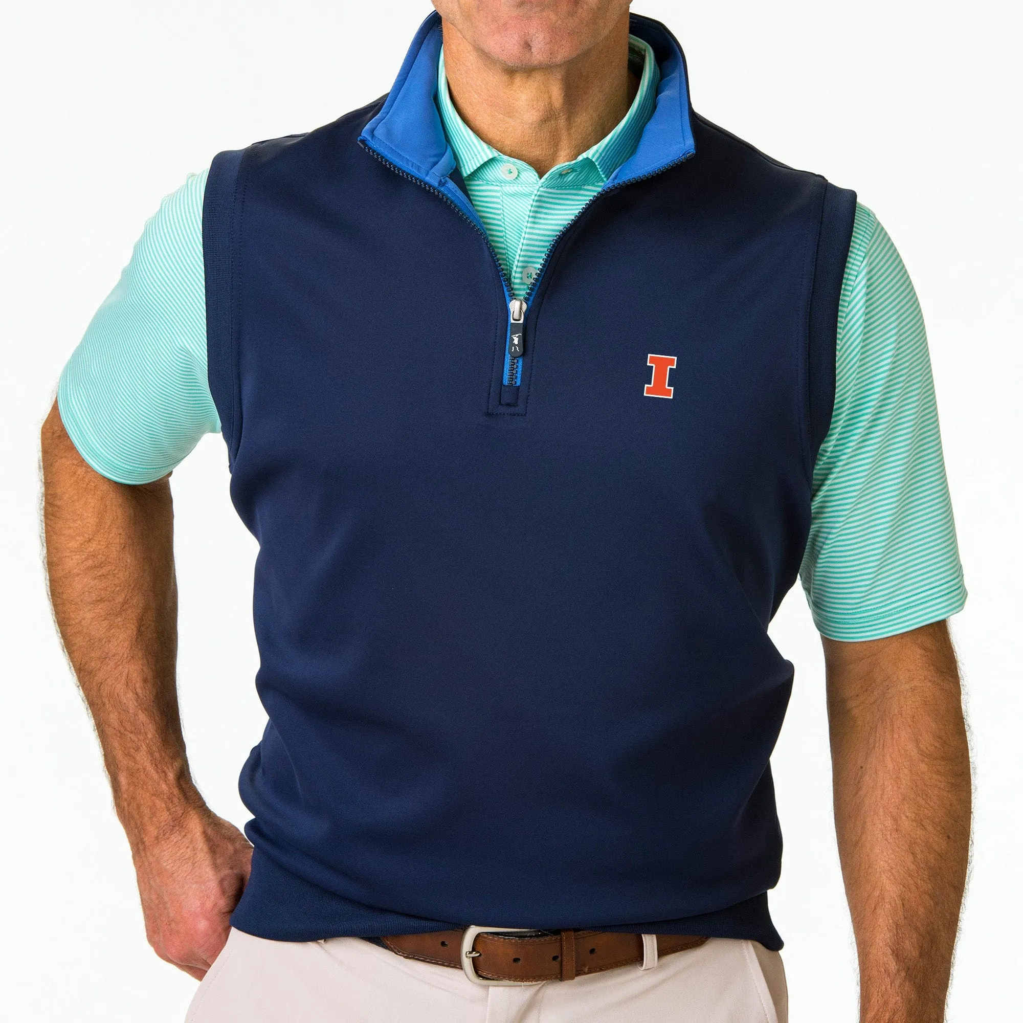 Illinois | Caves Solid Quarter Zip Vest | Collegiate
