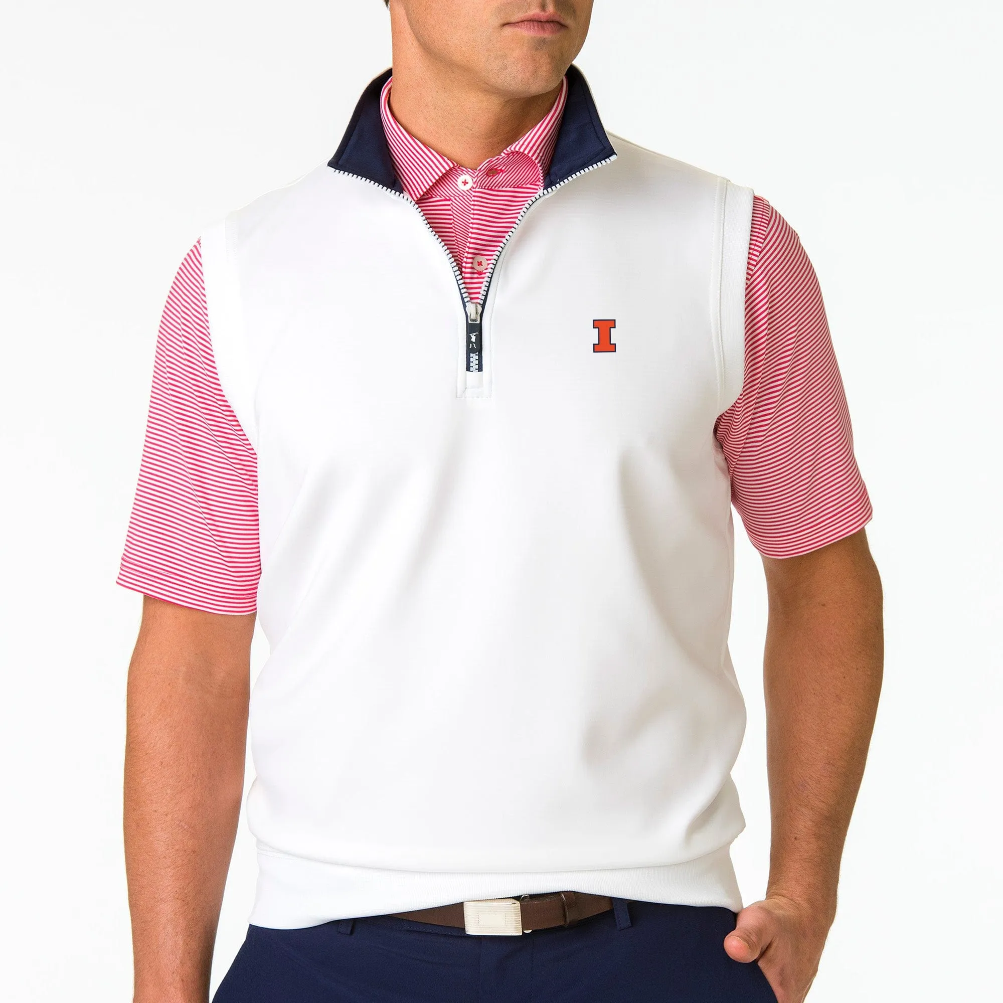 Illinois | Caves Solid Quarter Zip Vest | Collegiate
