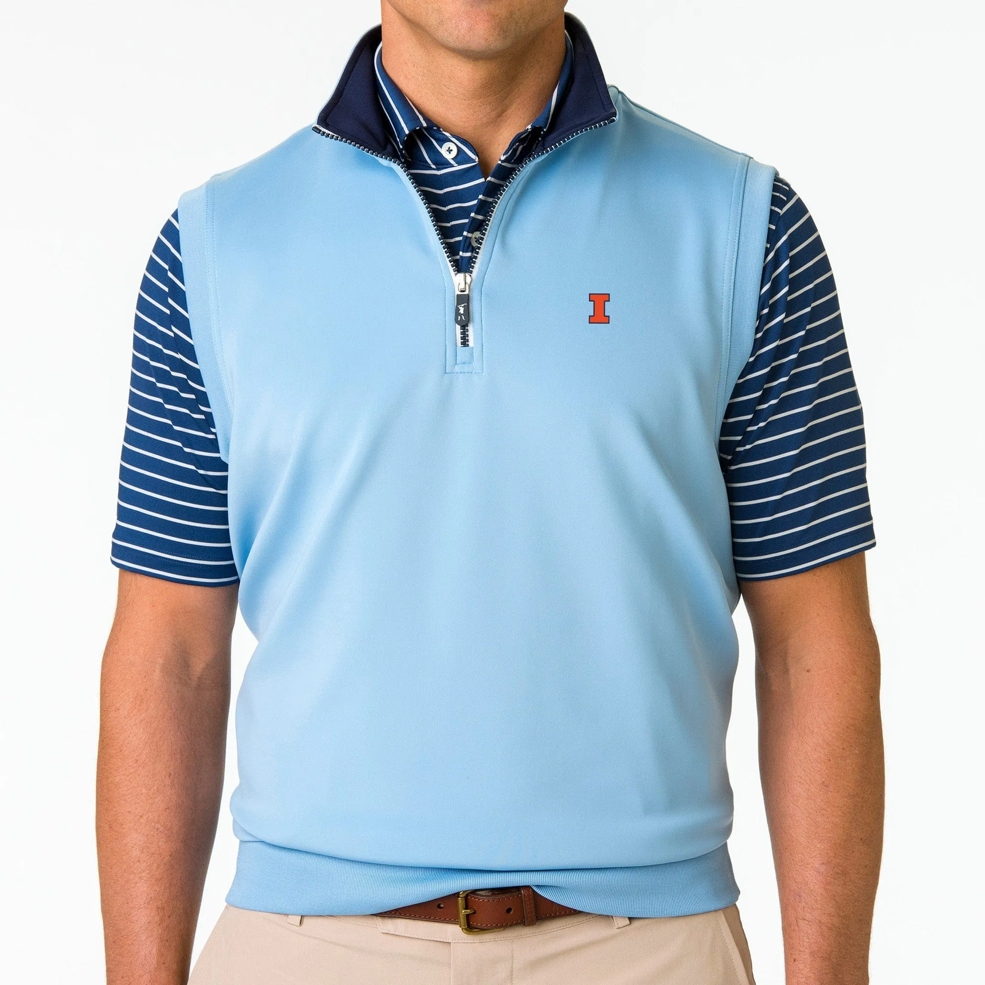 Illinois | Caves Solid Quarter Zip Vest | Collegiate