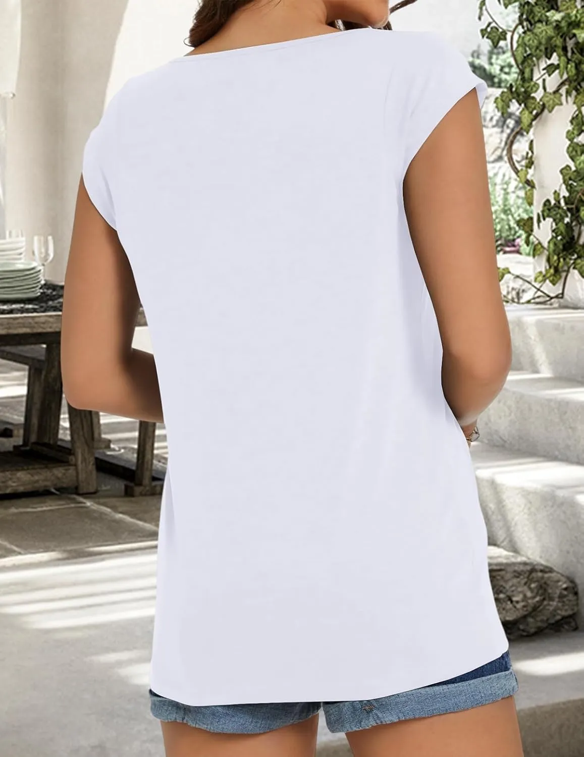 JOELLYUS Women's Cap Sleeve Tops Summer Tank Top Casual Basic Tees Shirts Loose Fit Blouses