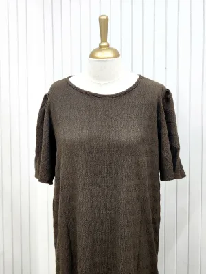 Knee length minimal brown slitted top