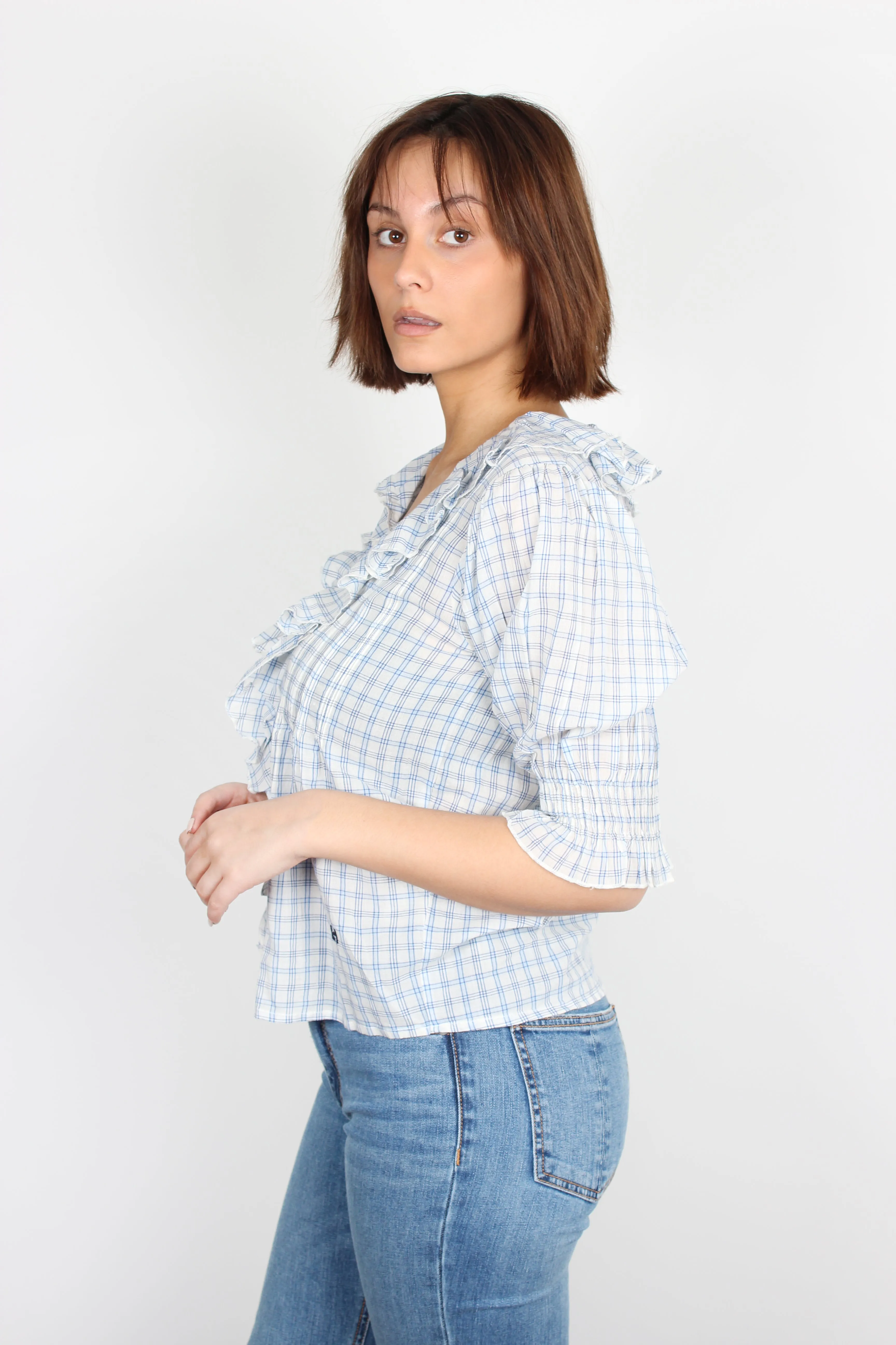 Leon & Harper Chunda checked cotton blouse
