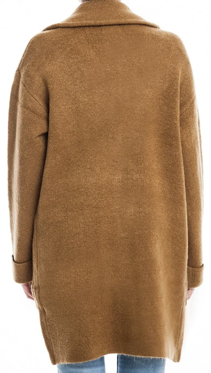 Lush Open Blazer Cardigan Sweater Jacket Camel