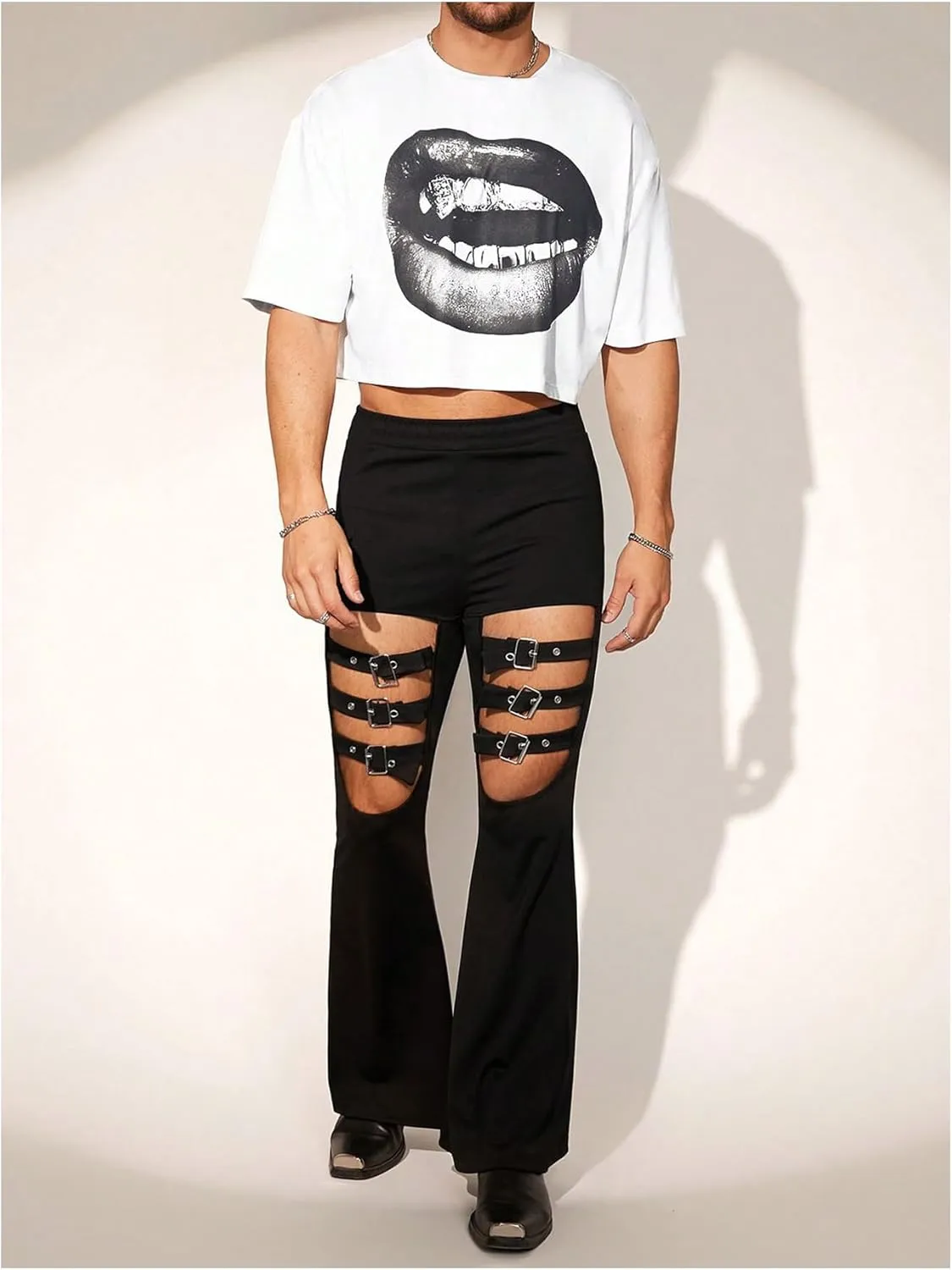 Men's Graphic Tees Short Sleeve Crew Neck Drop Shoulder Cropped T Shirt Summer Funny Tee Shirts