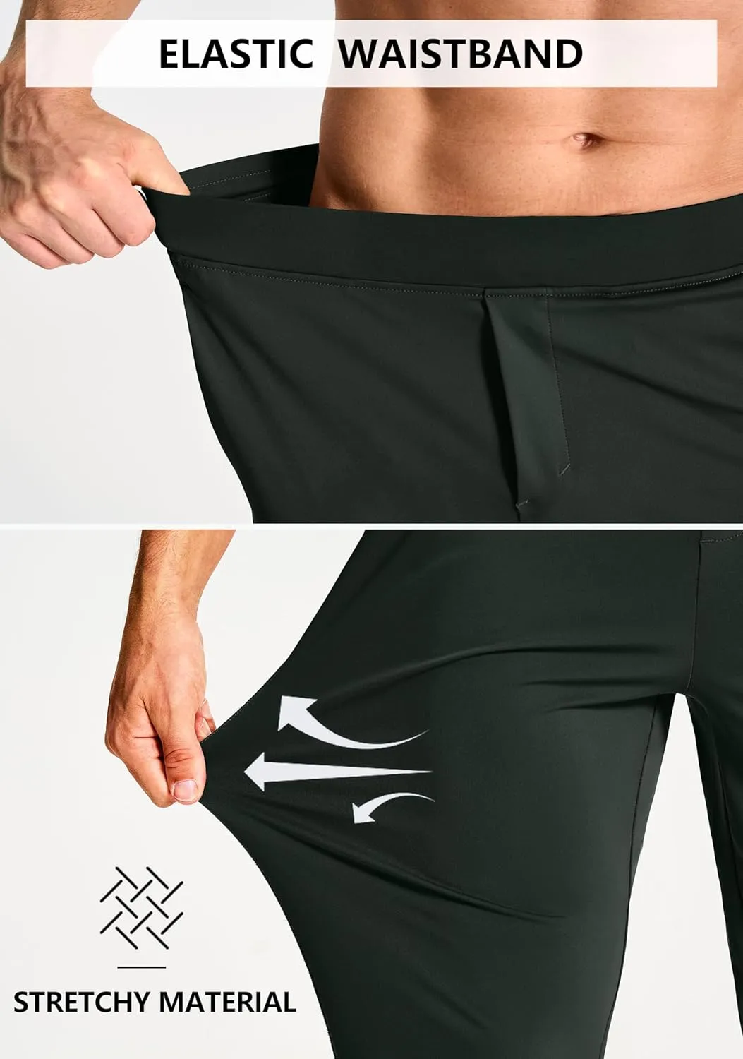 Men's Joggers Pants with Zipper Pockets Stretch Sweatpants Running Golf Workout Gym Pants for Men