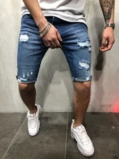 Men's Ripped Slim Denim Mids Jeans
