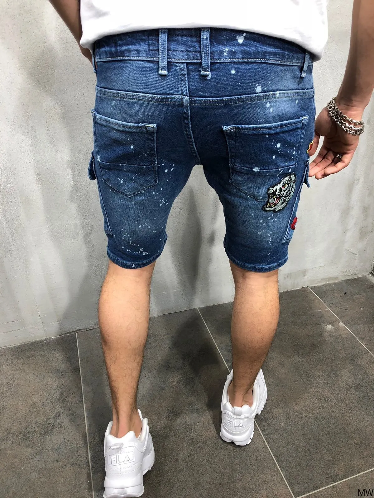 Men's Ripped Slim Denim Mids Jeans