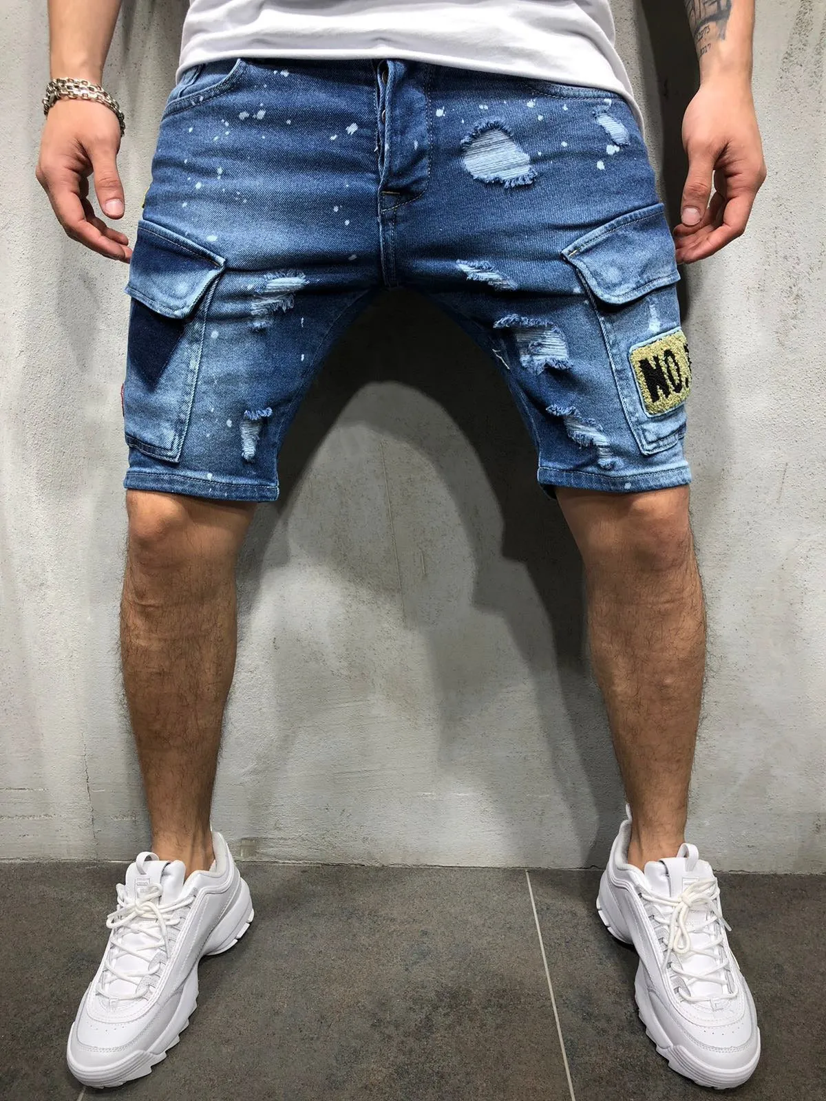 Men's Ripped Slim Denim Mids Jeans