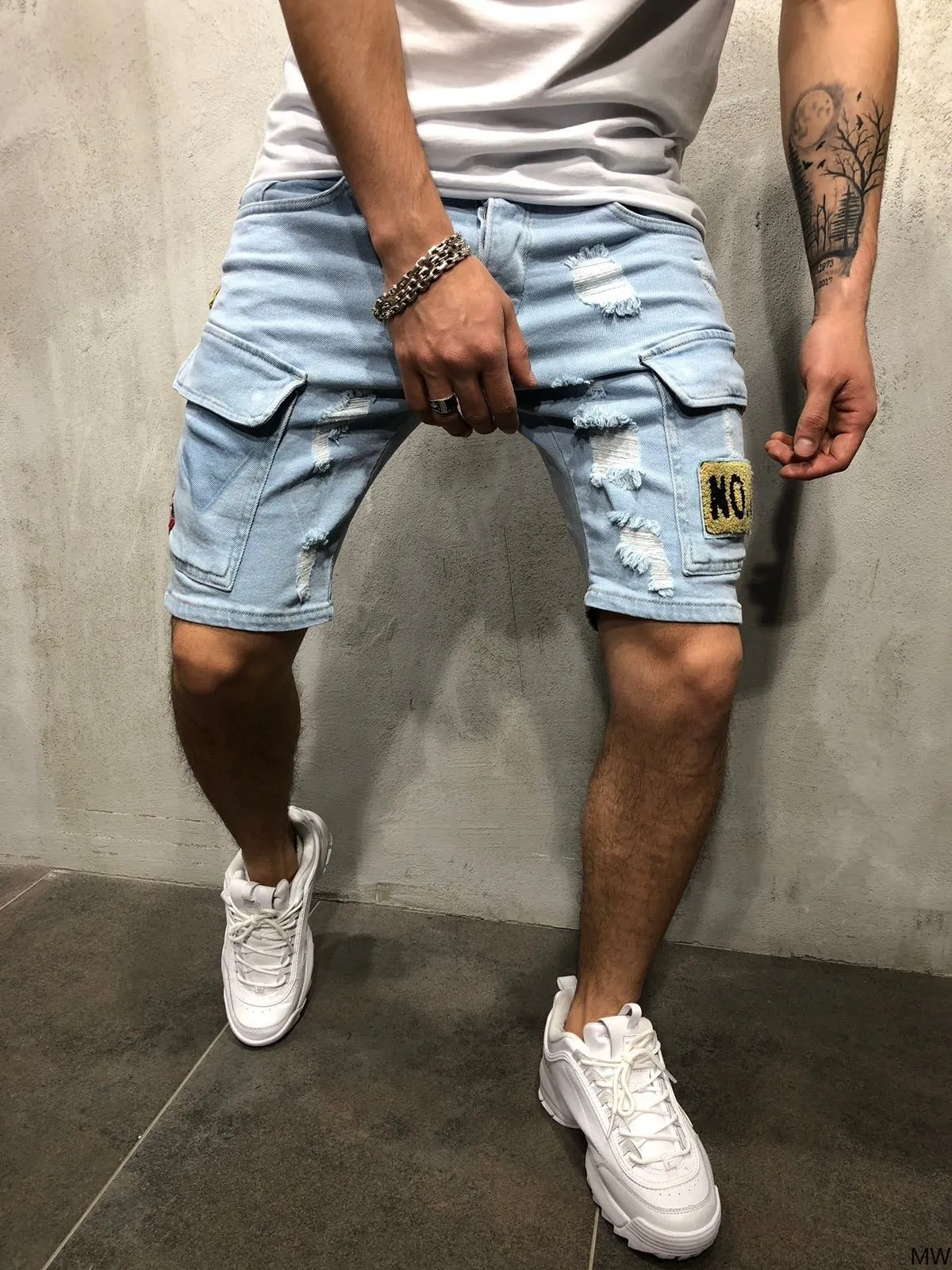 Men's Ripped Slim Denim Mids Jeans