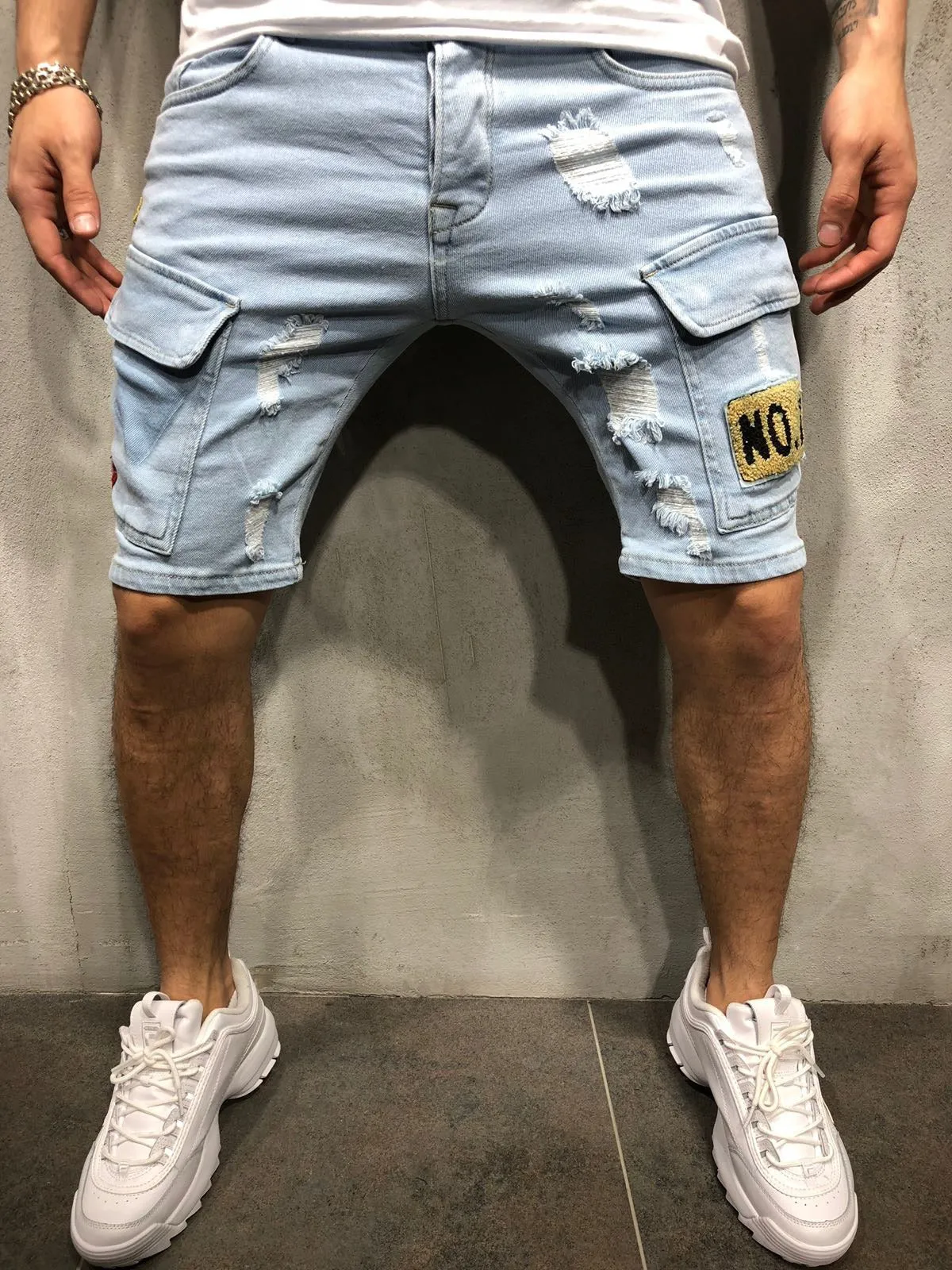 Men's Ripped Slim Denim Mids Jeans