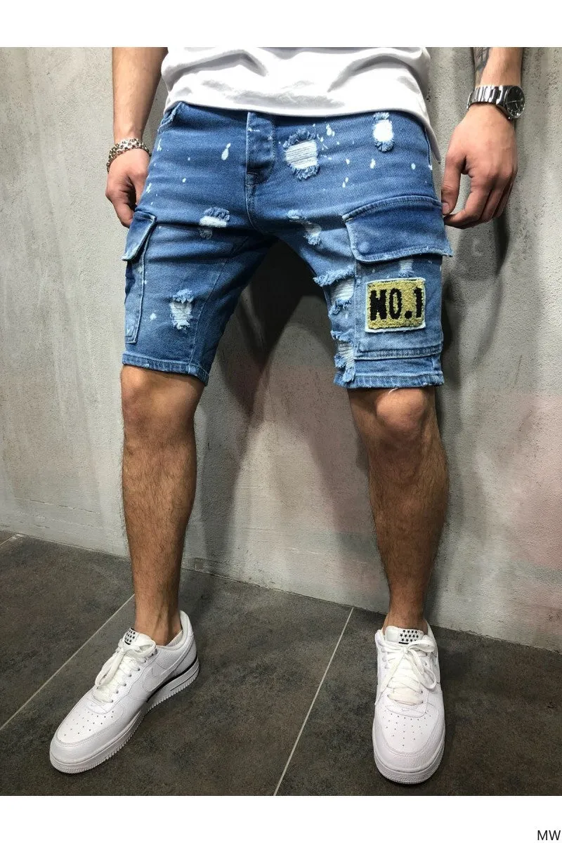 Men's Ripped Slim Denim Mids Jeans