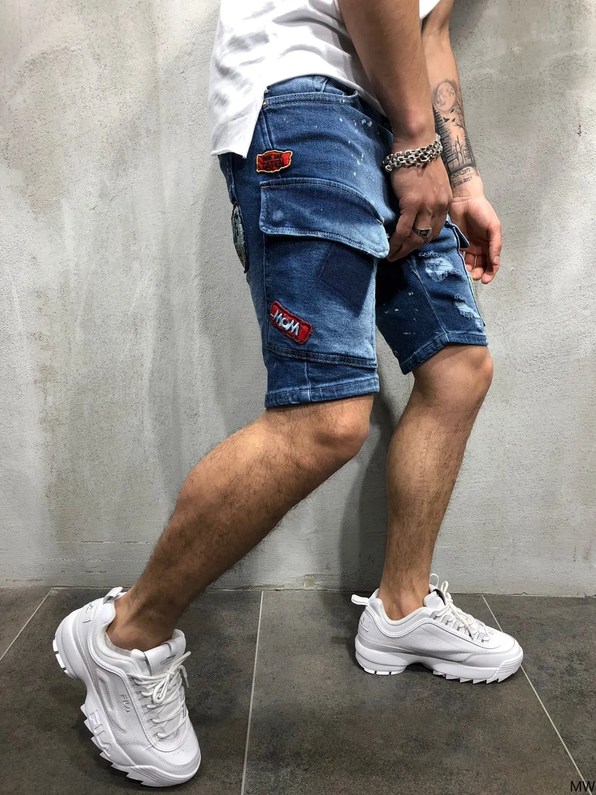 Men's Ripped Slim Denim Mids Jeans