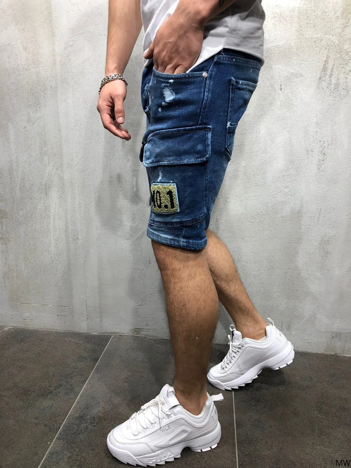Men's Ripped Slim Denim Mids Jeans