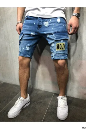 Men's Ripped Slim Denim Mids Jeans