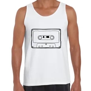 Minimal Cassette Tape Recording Black and White Tank Top