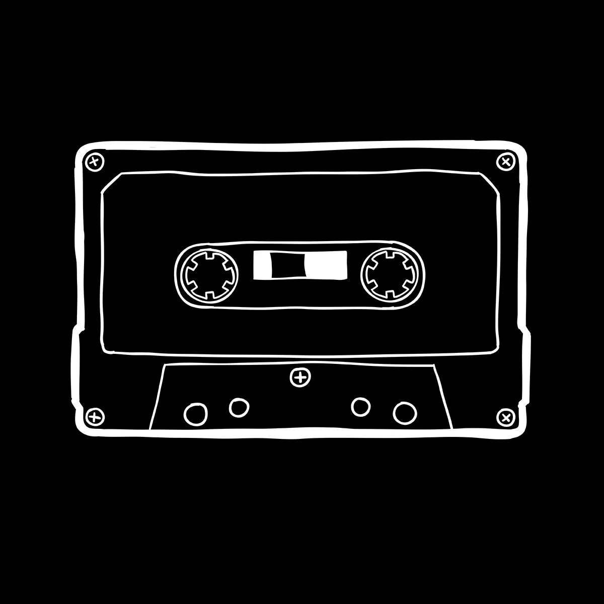 Minimal Cassette Tape Recording Black and White Tank Top