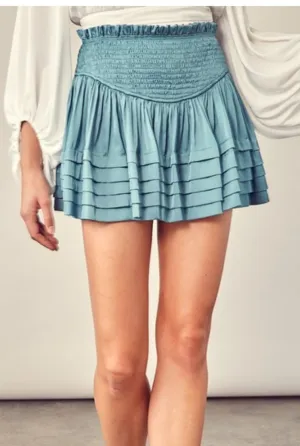 MS Smocked Pleated Satin Skort