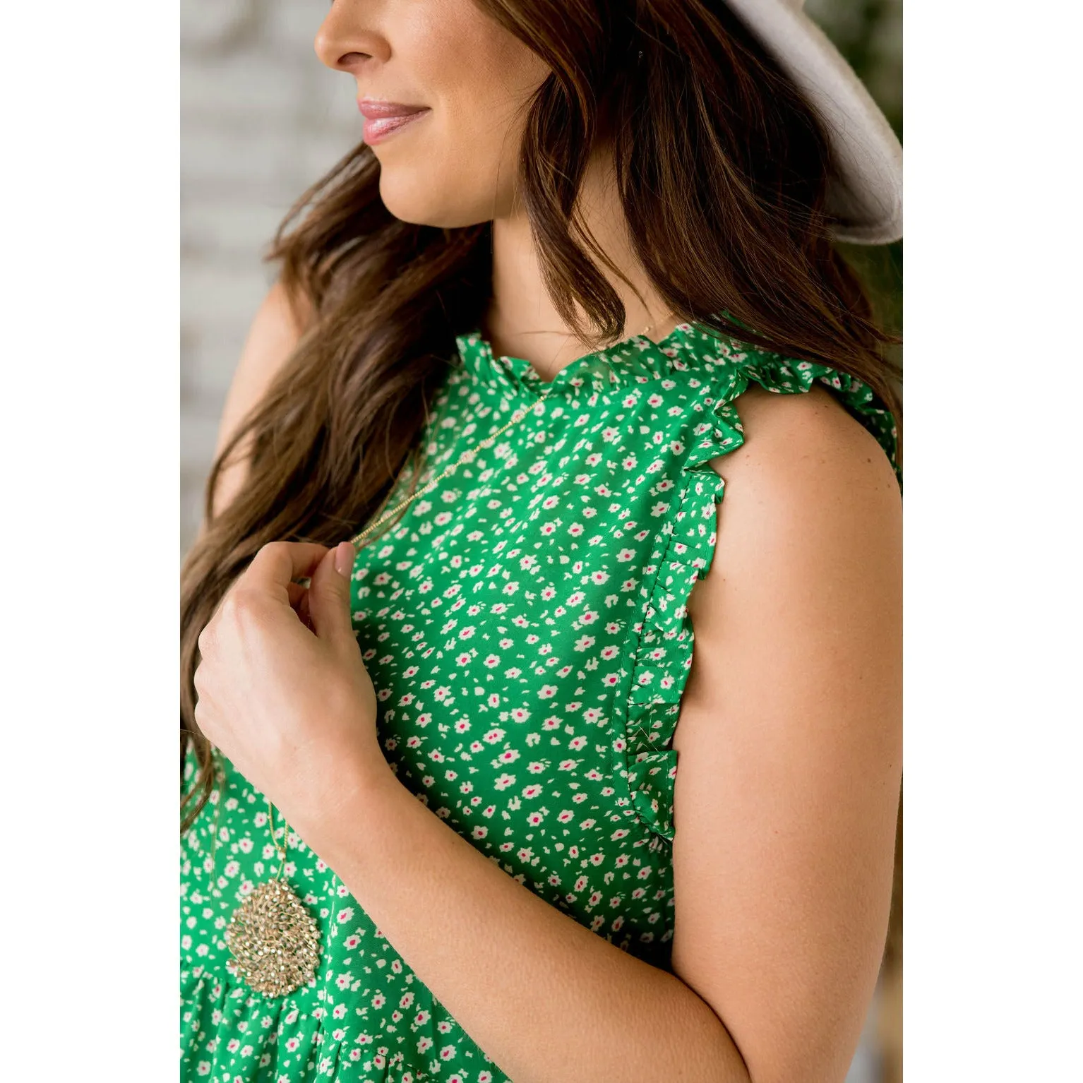 Peplum Mini Floral Ruffle Tank