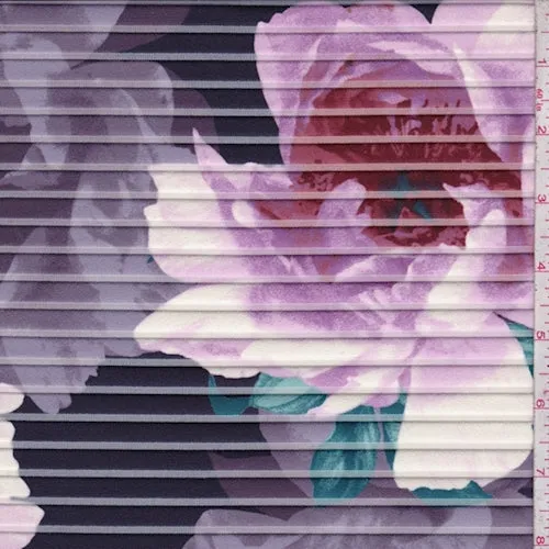 Plum Multi Floral Bloom Burnout Scuba Knit Fabric