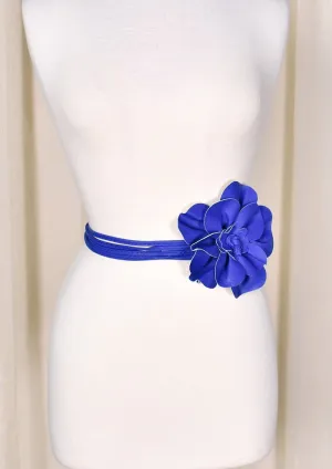 Royal Blue Floral Wrap Belt