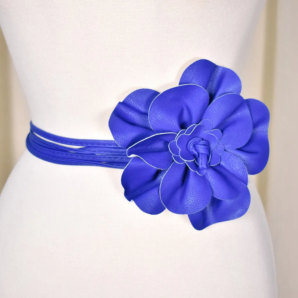 Royal Blue Floral Wrap Belt