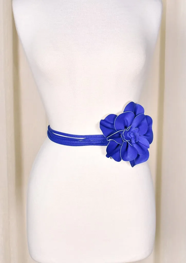 Royal Blue Floral Wrap Belt