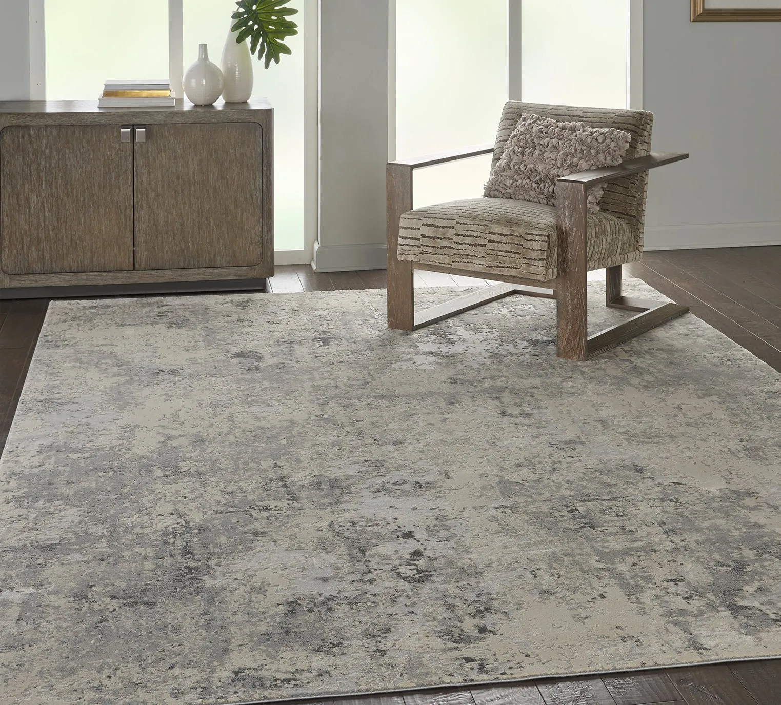Rustic Textures Grey and Beige 5 x 8 Rug