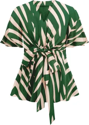 SCOMCHIC 2024 Women's Plus Size Peplum Tops Elegant V Neck Tie Front Bell Sleeve Flowy Blouses Shirts