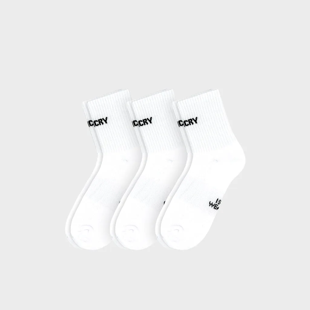 Shin Logo Mid-Length - White 3 Pack