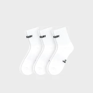 Shin Logo Mid-Length - White 3 Pack