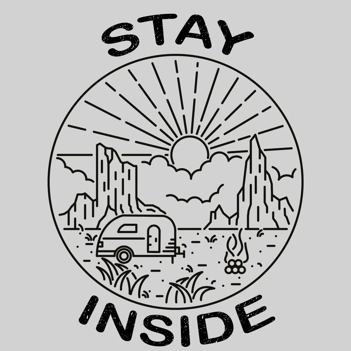 Stay Inside Van Outdoor Camping Fire Pit Minimal Illustration Tank Top