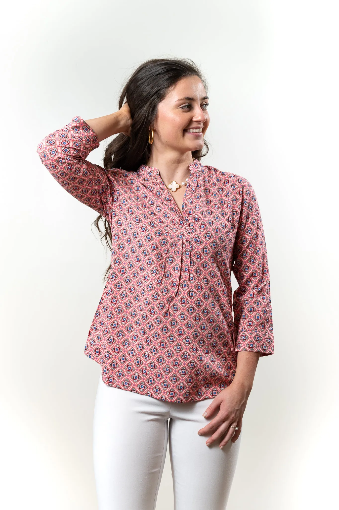 The Eloise Wear Anywhere Coral Print Top