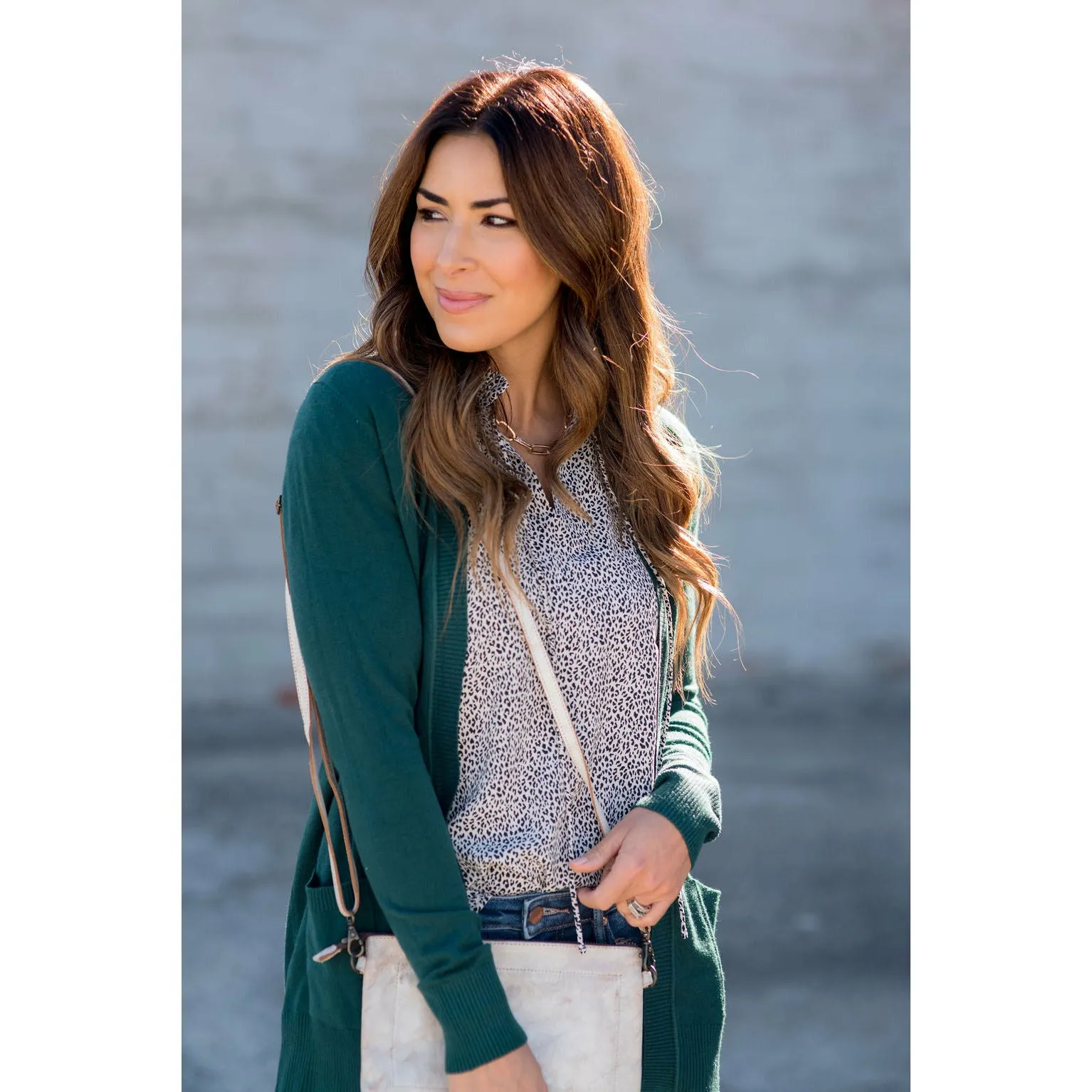 Tie High V-Neck Mini Leopard Blouse